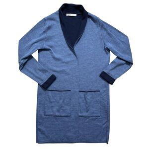 Skovhuus Denmark Cardigan Sweater Women’s Large Blue Merino Wool Blend Nordic